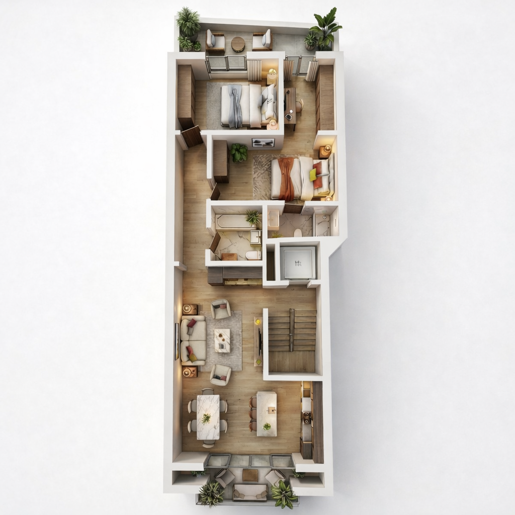 Gzira Typical Plan 3d Render
